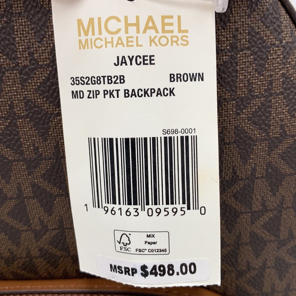 MICHAEL KORS JAYCEE MEDIUM BACKPACK BROWN SIGNATURE COLOR - Picture 16 of 16